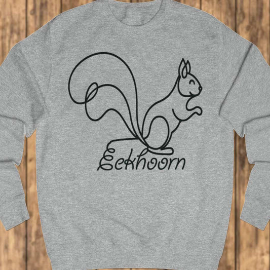 Squirrel line drawing black sweatshirt
