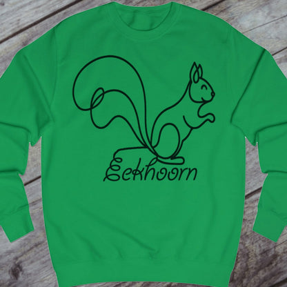 Squirrel line drawing black sweatshirt