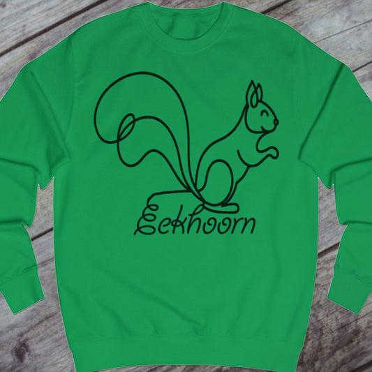 Squirrel line drawing black sweatshirt
