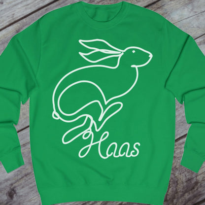 Hare line drawing white sweatshirt