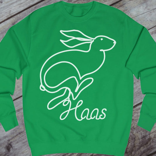 Hare line drawing white sweatshirt