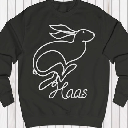 Hare line drawing white sweatshirt