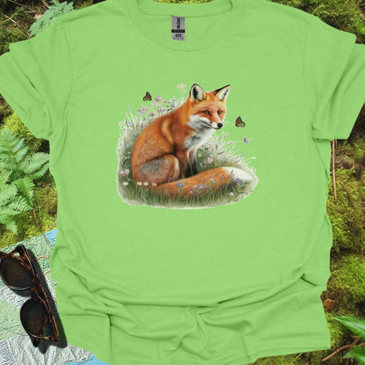 Renard avec papillons T-shirt tendance