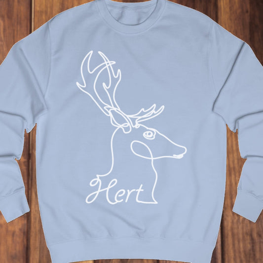 Deer line drawing white sweatshirt