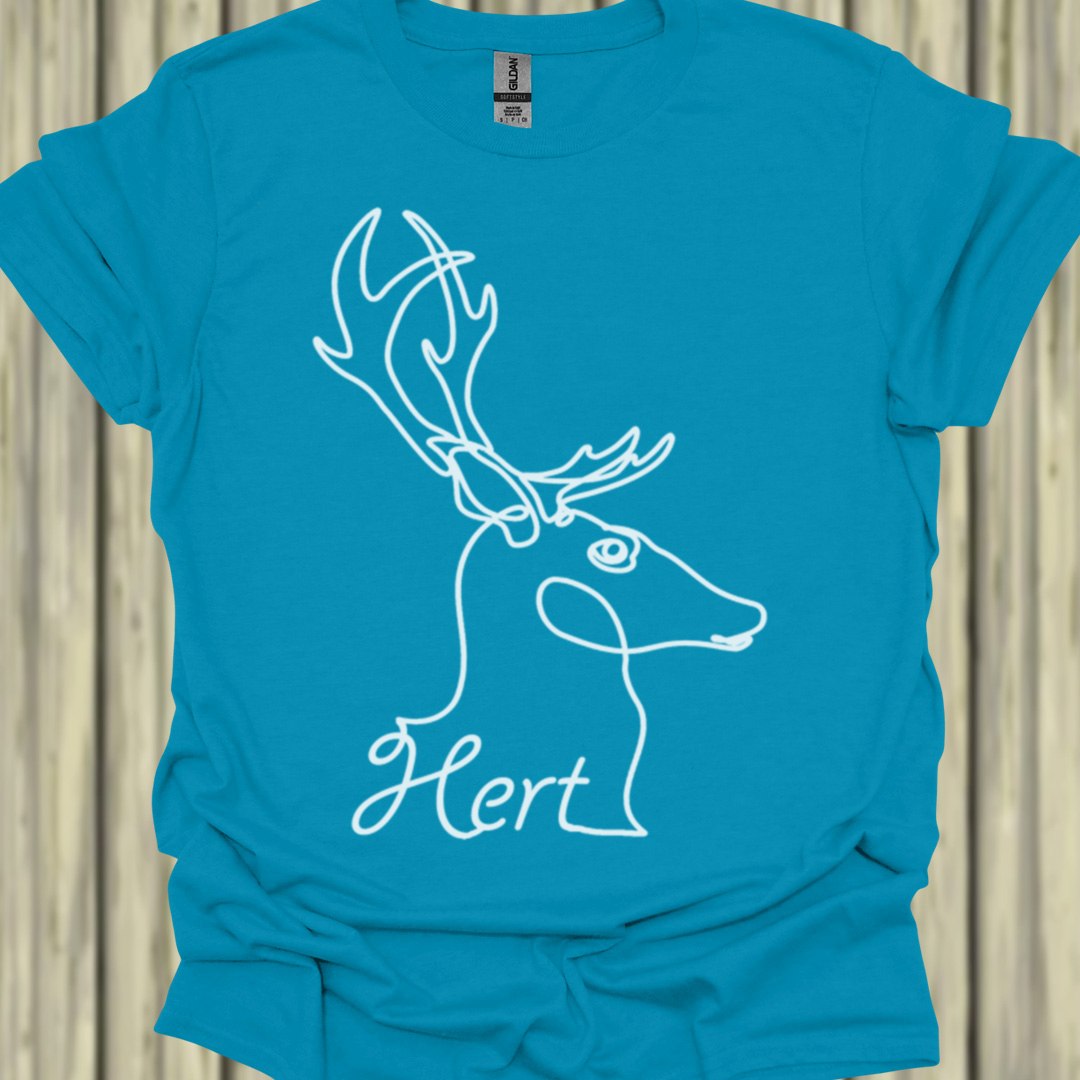Hert lijntekening wit T‑Shirt