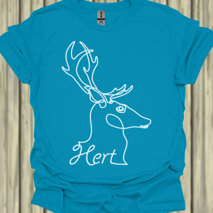 Hert lijntekening wit T‑Shirt