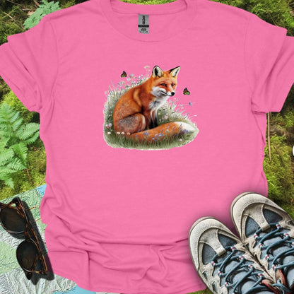 Fox with butterflies trendy T-shirt
