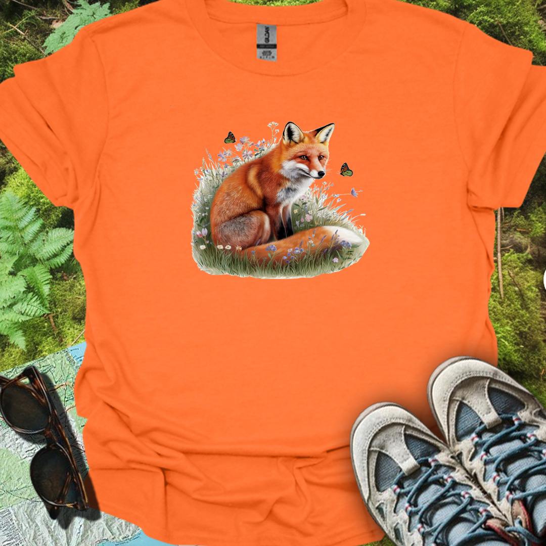 Fox with butterflies trendy T-shirt