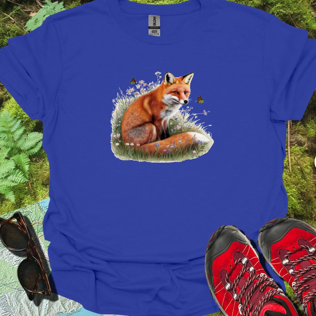 Fox with butterflies trendy T-shirt