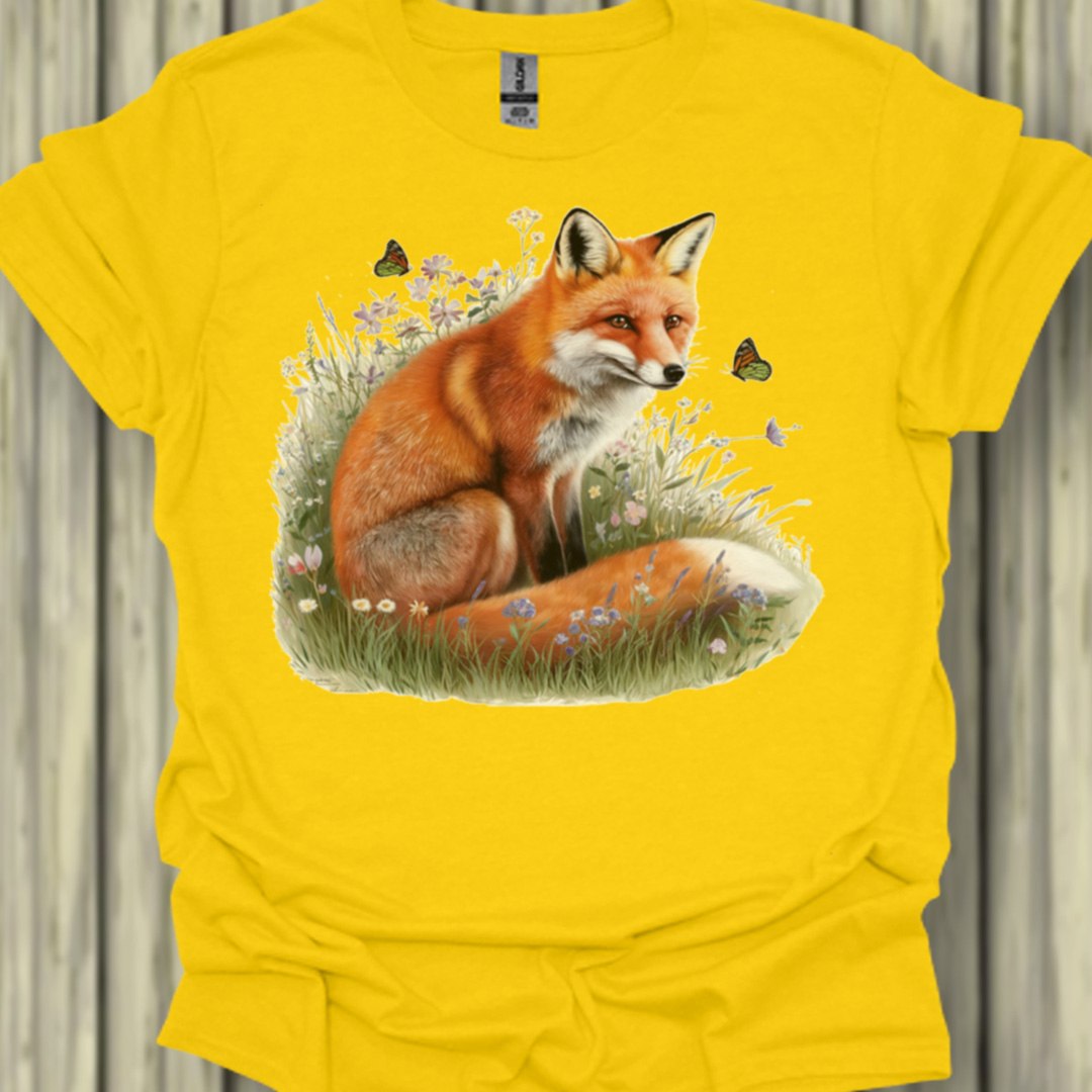 Renard avec papillons T-shirt tendance