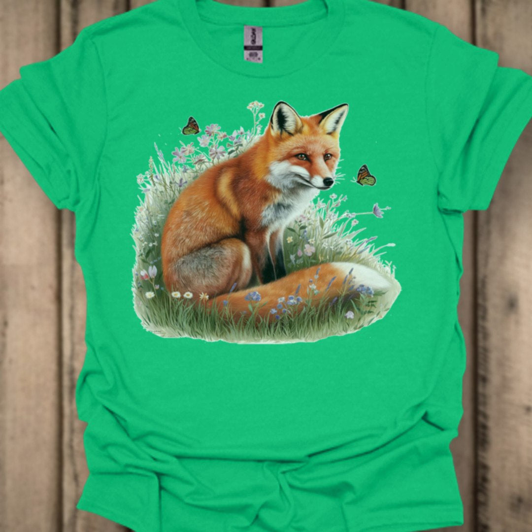 Renard avec papillons T-shirt tendance