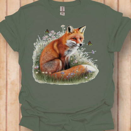 Renard avec des papillons T-shirt intemporel 