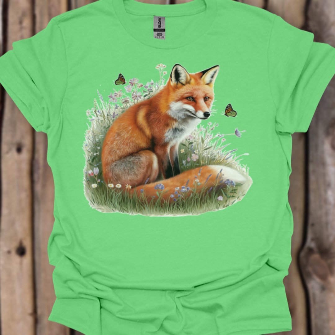 Renard avec papillons T-shirt tendance
