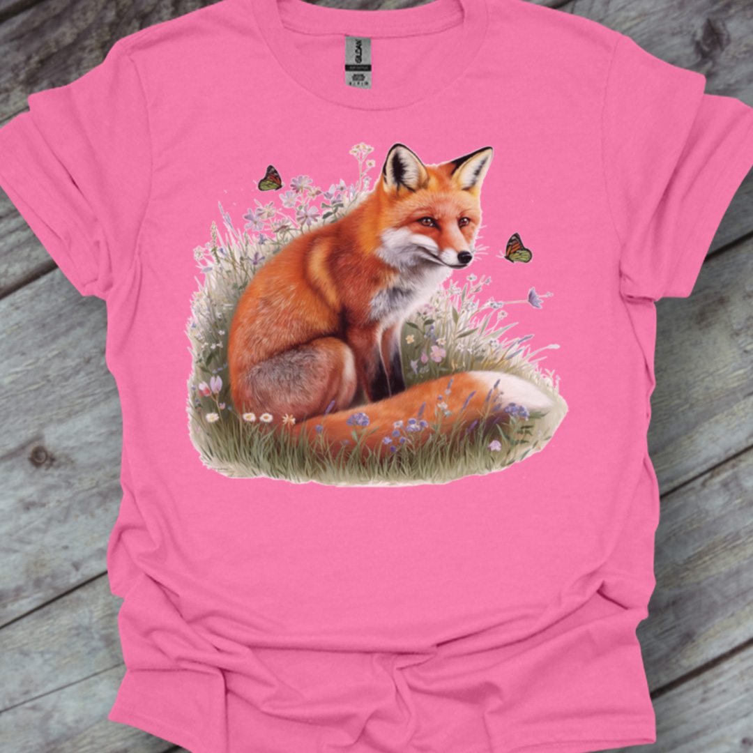Renard avec papillons T-shirt tendance