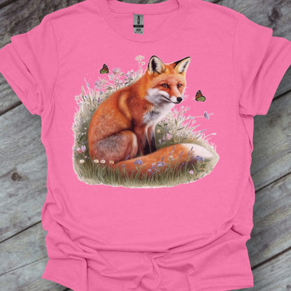 Renard avec papillons T-shirt tendance