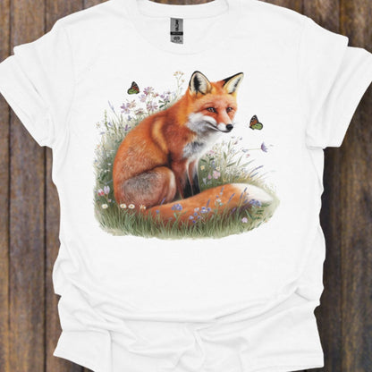 Renard avec des papillons T-shirt intemporel 