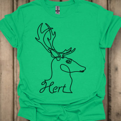 Hert lijntekening zwart T‑Shirt