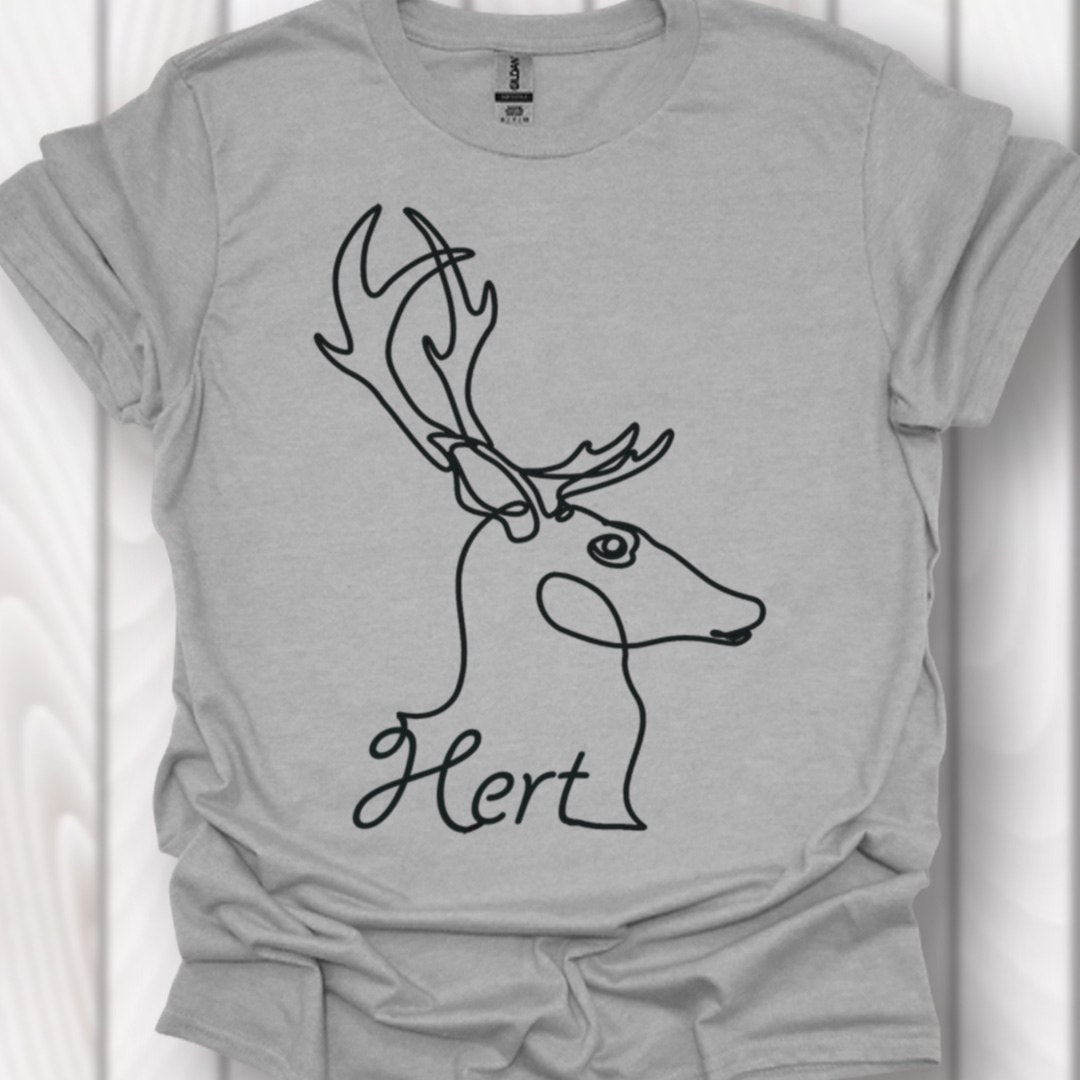 Hert lijntekening zwart T‑Shirt