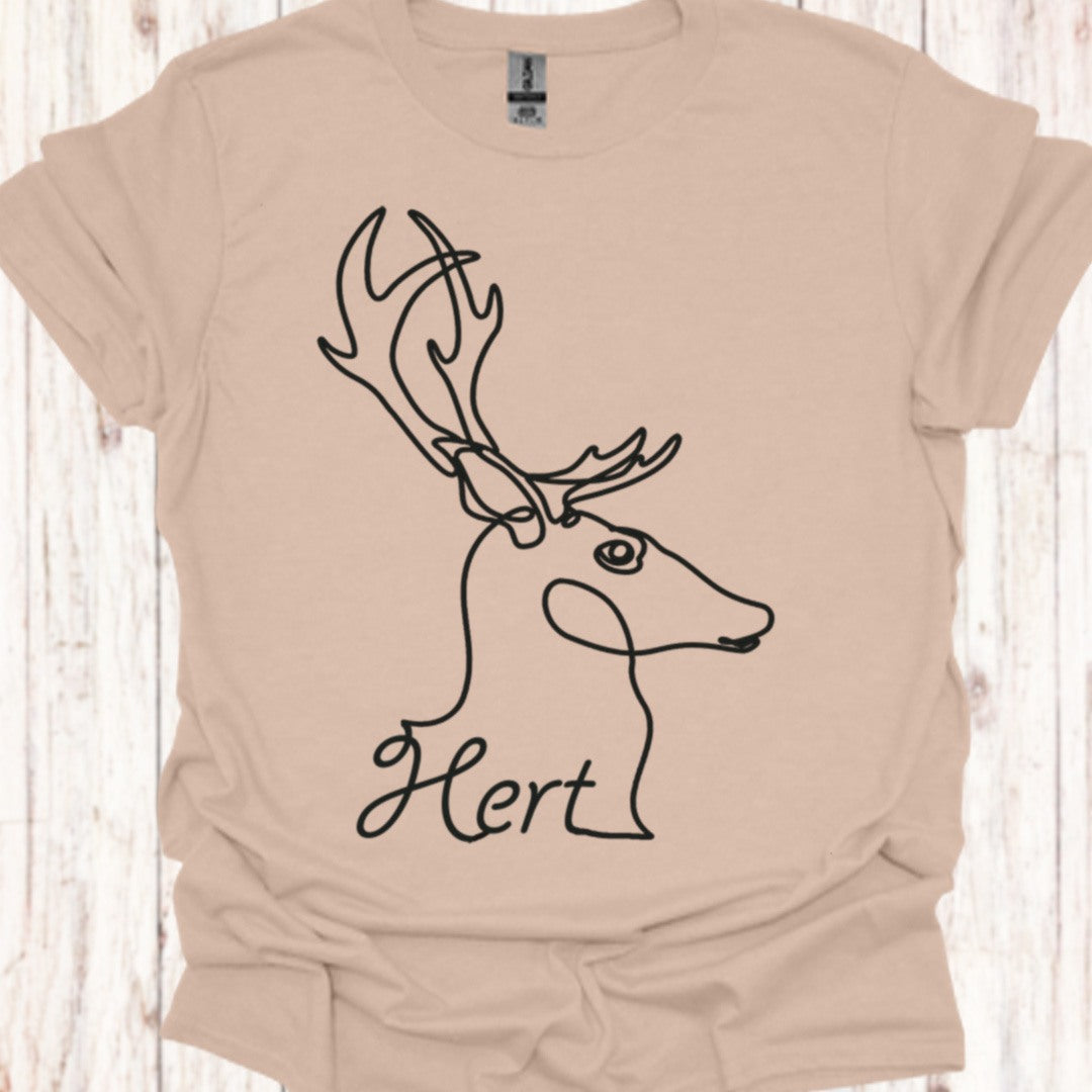 Hert lijntekening zwart T‑Shirt