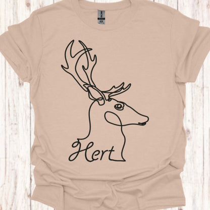 Hert lijntekening zwart T‑Shirt