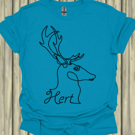 Hert lijntekening zwart T‑Shirt