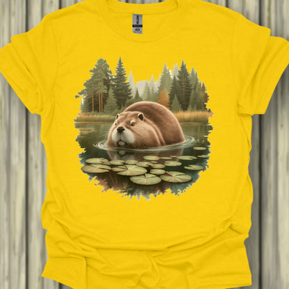 Castor dans la forêt T-shirt tendance 