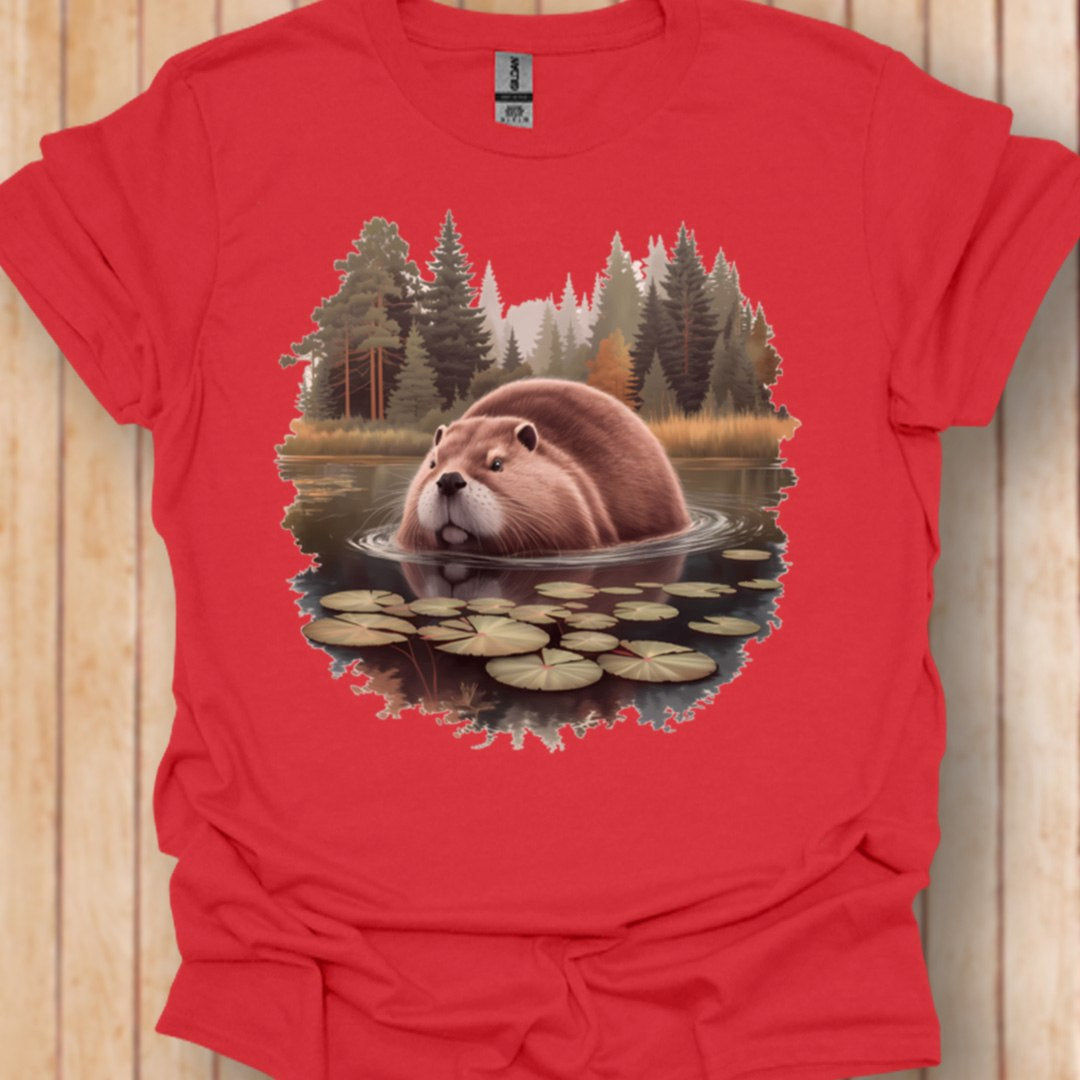 Castor dans la forêt T-shirt tendance 