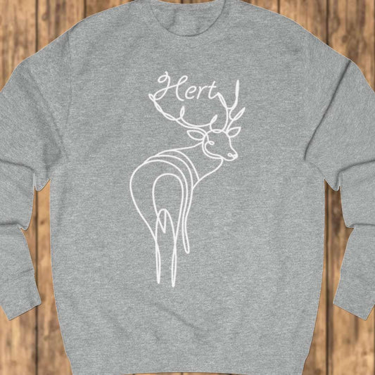 Standing deer line drawing white sweatshirt
