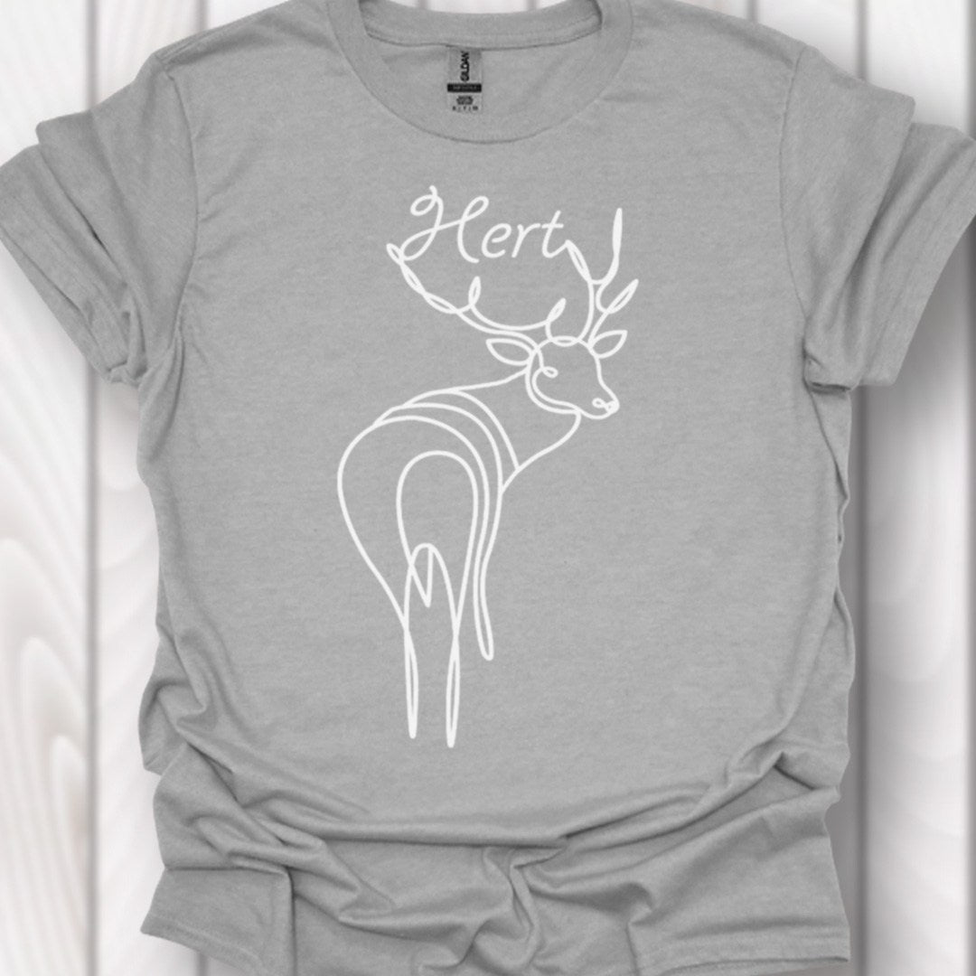 Hert staand lijntekening wit T‑Shirt
