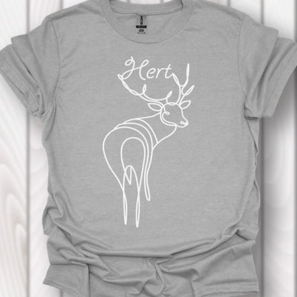 Hert staand lijntekening wit T‑Shirt