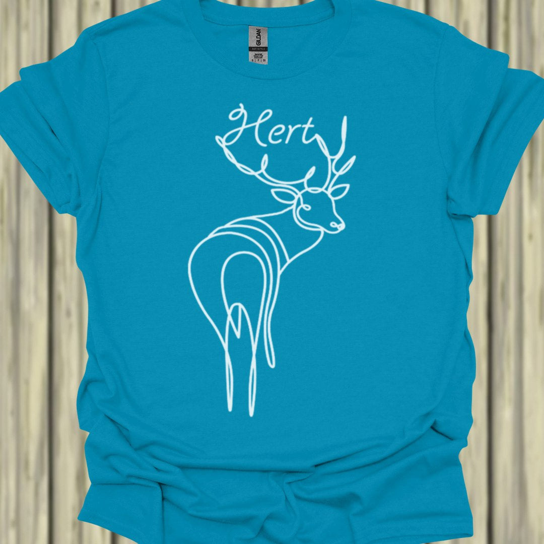 Hert staand lijntekening wit T‑Shirt