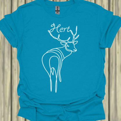 Hert staand lijntekening wit T‑Shirt