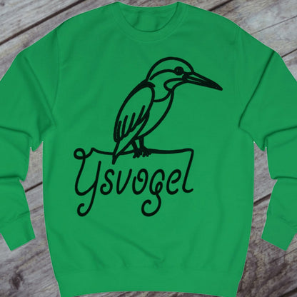 Kingfisher line drawing black sweatshirt