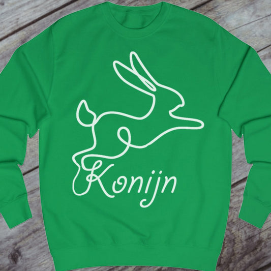 Rabbit line drawing white sweatshirt