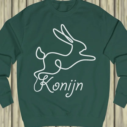 Rabbit line drawing white sweatshirt