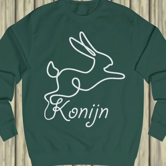 Rabbit line drawing white sweatshirt