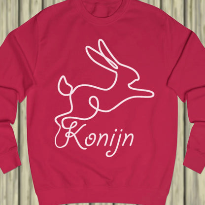 Rabbit line drawing white sweatshirt