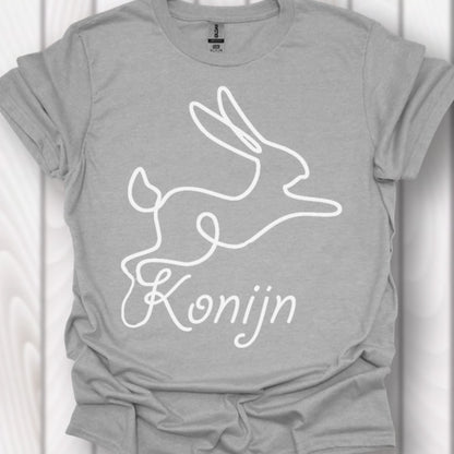 Konijn lijntekening wit T‑Shirt