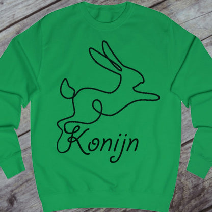 Rabbit line drawing black sweatshirt