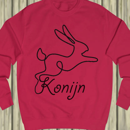 Rabbit line drawing black sweatshirt