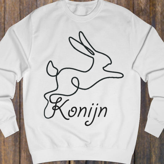 Rabbit line drawing black sweatshirt
