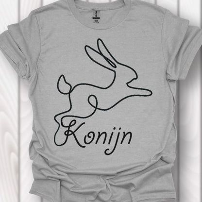 Konijn lijntekening zwart T‑Shirt