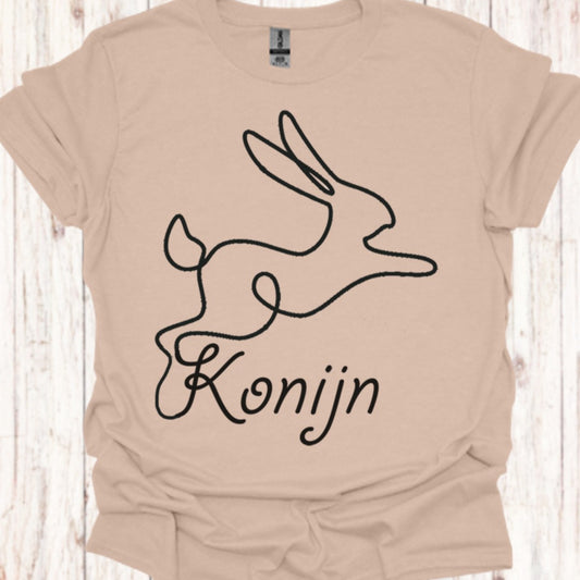 Konijn lijntekening zwart T‑Shirt