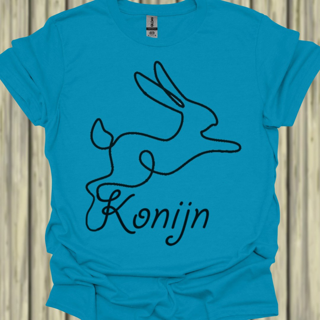 Konijn lijntekening zwart T‑Shirt