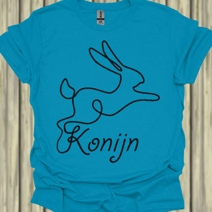 Konijn lijntekening zwart T‑Shirt