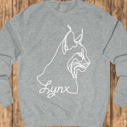 Lynx line drawing white sweatshirt