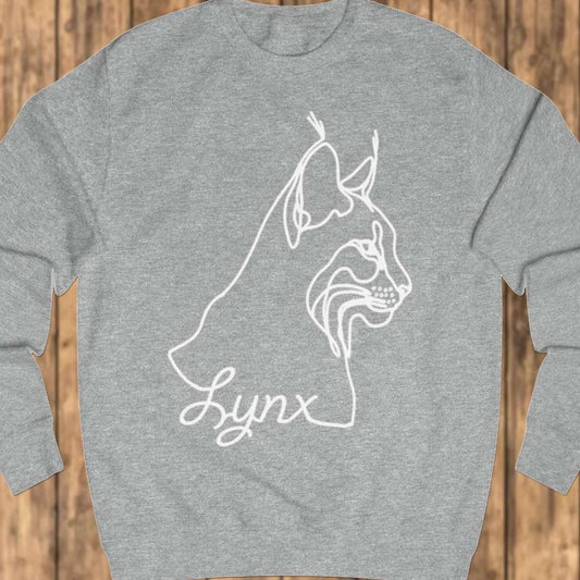 Lynx line drawing white sweatshirt