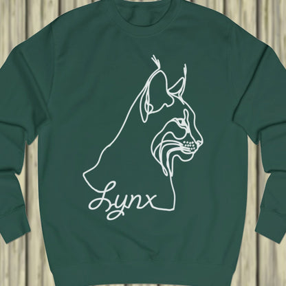 Lynx line drawing white sweatshirt