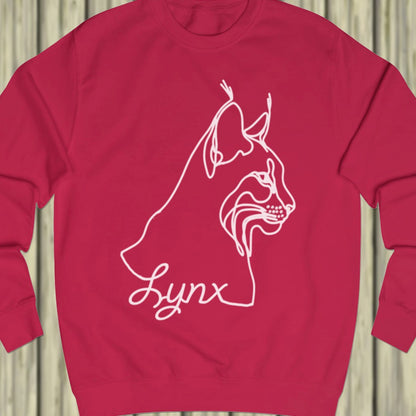 Lynx line drawing white sweatshirt