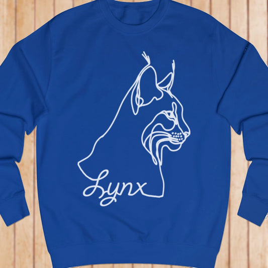 Lynx line drawing white sweatshirt